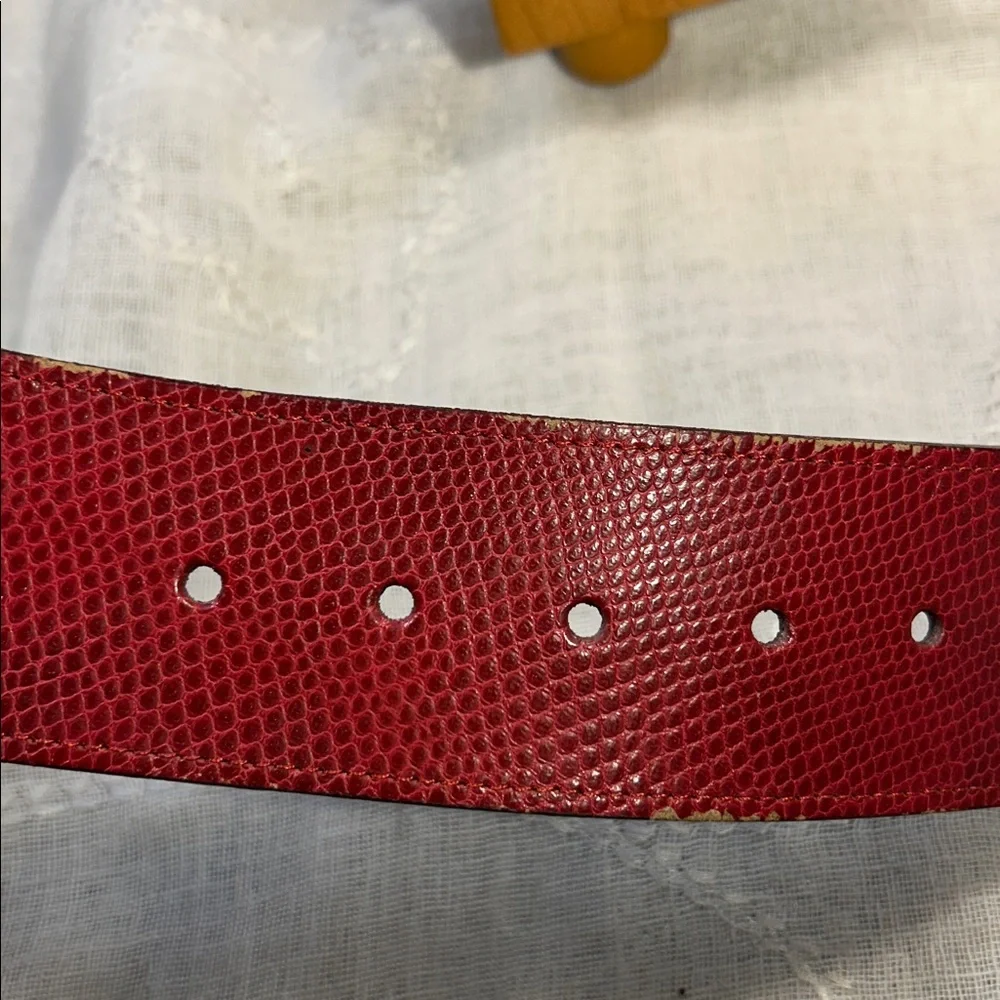 Cipriani lizard leather wide belt with spiral twist buckle